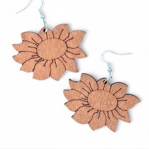 Sunflower Wooden Drop Earrings